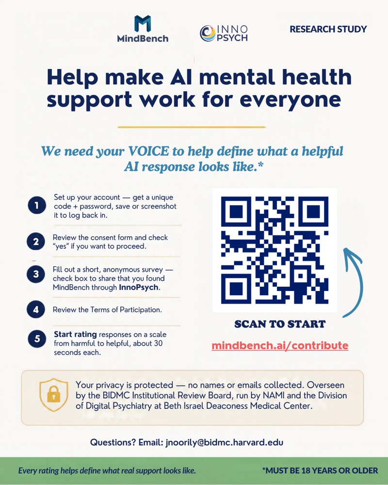 MindBench x InnoPsych research study: Help make AI mental health support work for everyone